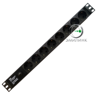 Блок розеток 19, 9 розеток Schuko с защитой (автоматом), 2 м.