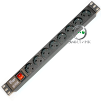 Блок розеток 19, 8 розеток Schuko с выключателем