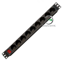 Блок розеток 19, 9 розеток Schuko 16А с выключателем, 3 м.