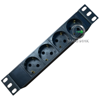 Блок розеток 10, 4 розетки Schuko без выключателя (черный)