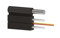 7000041414 FRP Drop-Кабель оптический оптоволоконный черный для внешней прокладки с двумя волокнами G.657.A и вынесенным несущим элементом из стальной проволоки